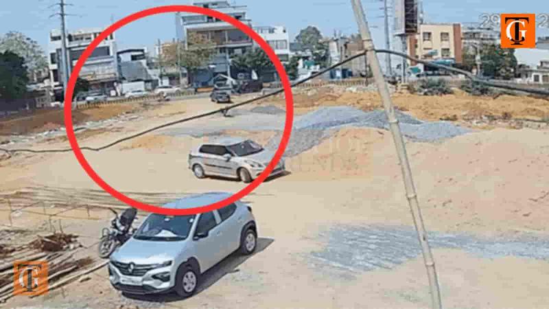 Speeding Car Hits Biker in Gwalior, CCTV Footage Captures the Incident